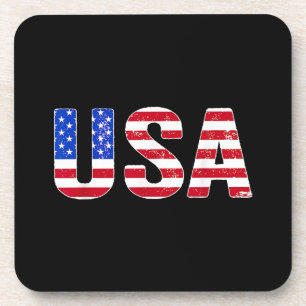 USA T Shirt Patriotic American Flag Men Women Kids Beverage Coaster