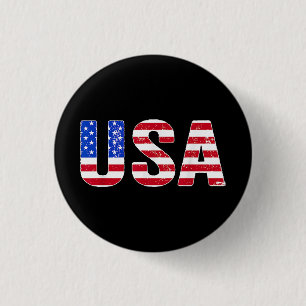 USA T Shirt Patriotic American Flag Men Women Kids Button