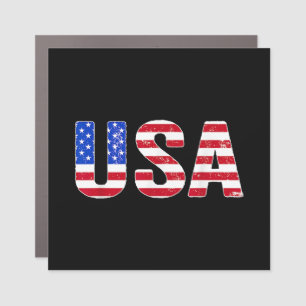 USA T Shirt Patriotic American Flag Men Women Kids Car Magnet