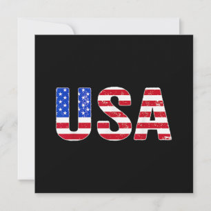 USA T Shirt Patriotic American Flag Men Women Kids Invitation