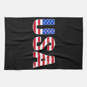 USA T Shirt Patriotic American Flag Men Women Kids Kitchen Towel