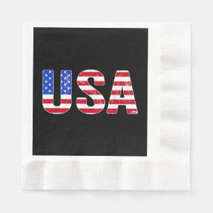 USA T Shirt Patriotic American Flag Men Women Kids Napkins
