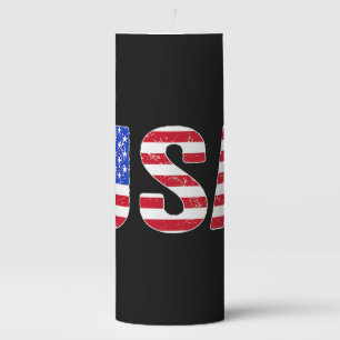 USA T Shirt Patriotic American Flag Men Women Kids Pillar Candle