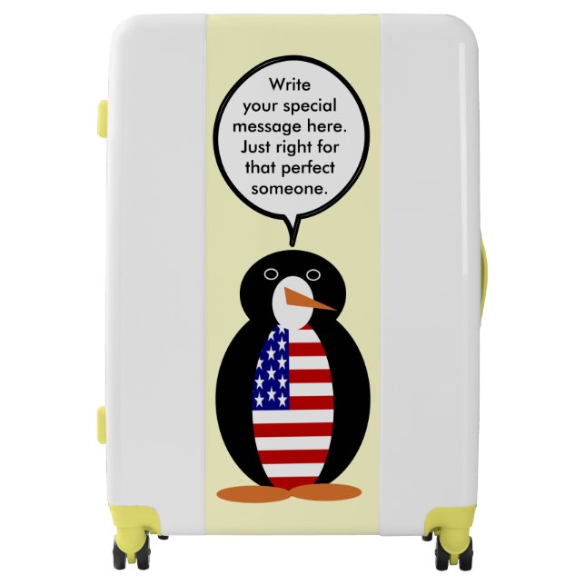 USA Talking Ms. Penguin Personalized Luggage (Front)