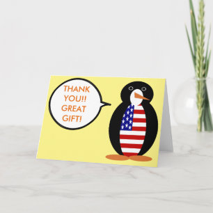 USA Talking Ms. Penguin Personalized Thank You Card