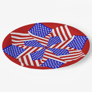 USA Teabag Folding Round 2,Red-PAPER PARTY PLATES