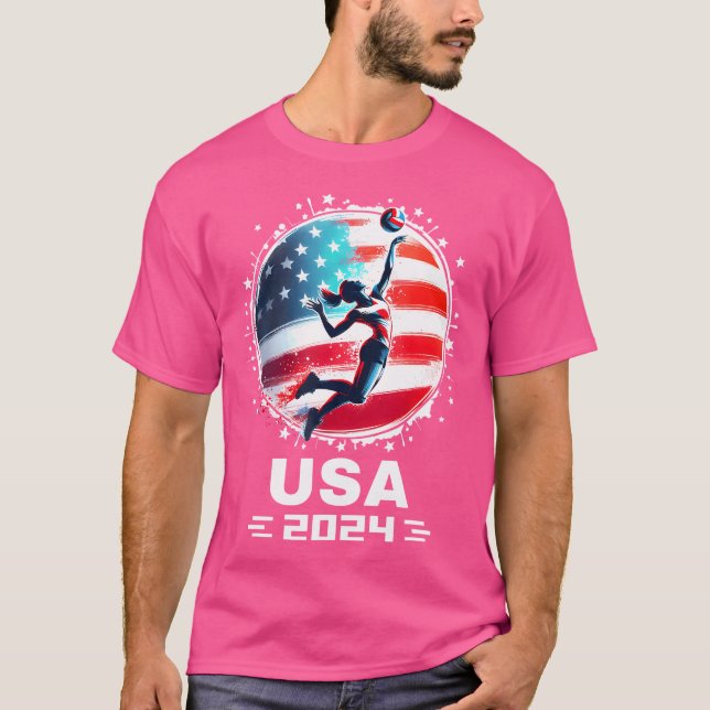 Usa Team 2024 Volleyball For Volleyball T-Shirt (Front)