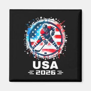 Usa Team 2026 Hockey American Flag Women Men Kids Magnet