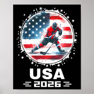 Usa Team 2026 United States American Flag Hockey U Poster