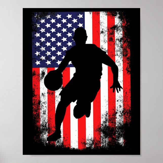 USA Team Basketball Supporter American Patriotic F Poster (Front)