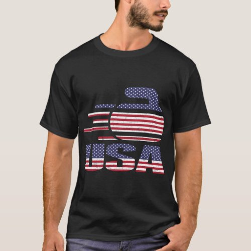 Usa Team Curling Rock Jersey American Flag Winter T_Shirt