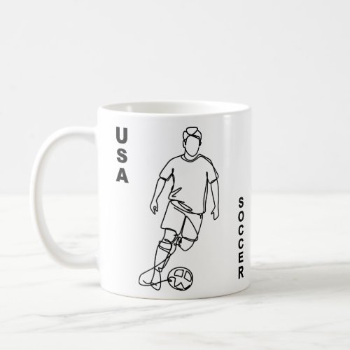 USA Team Soccer Minimalist Line Art Fine Art 10  Coffee Mug