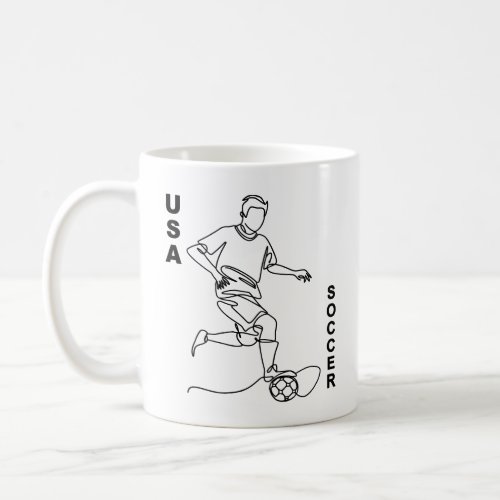 USA Team Soccer Minimalist Line Art Fine Art 11  Coffee Mug