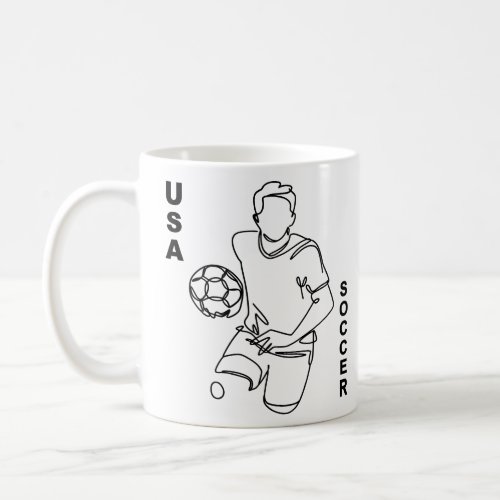 USA Team Soccer Minimalist Line Art Fine Art 12  Coffee Mug