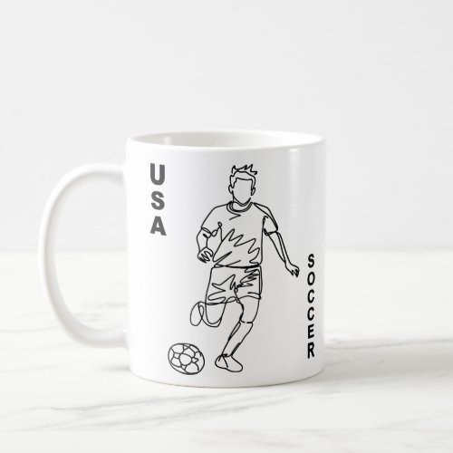USA Team Soccer Minimalist Line Art Fine Art 14  Coffee Mug