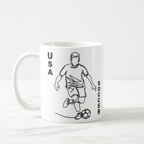USA Team Soccer Minimalist Line Art Fine Art 9  Coffee Mug