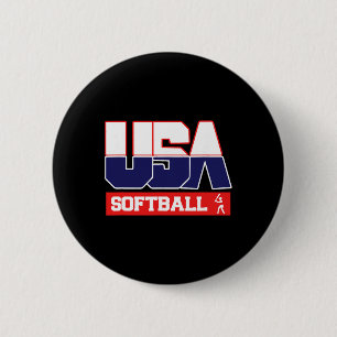 Usa Team Softll - Men And Women American Sports Button