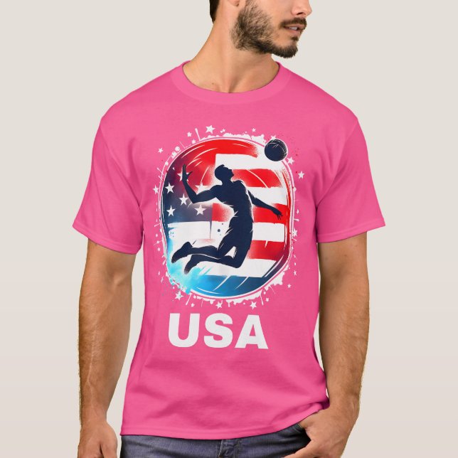 Usa Team Volleyball United States American Flag Vo T-Shirt (Front)