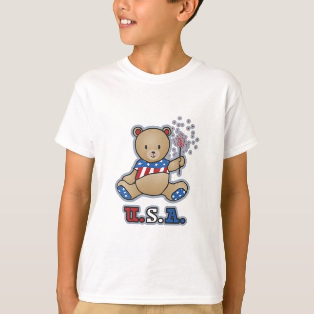 USA Teddy Bear Girls T-shirts (Front)