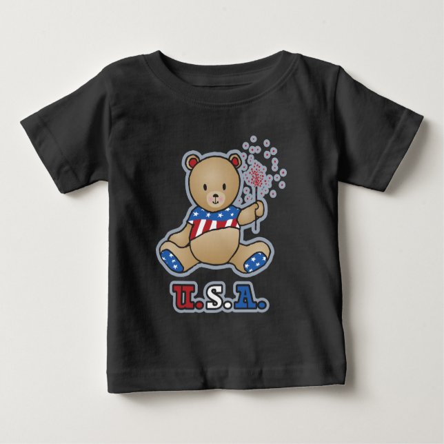 USA Teddy Bear Infants & Toddler T-shirts (Front)