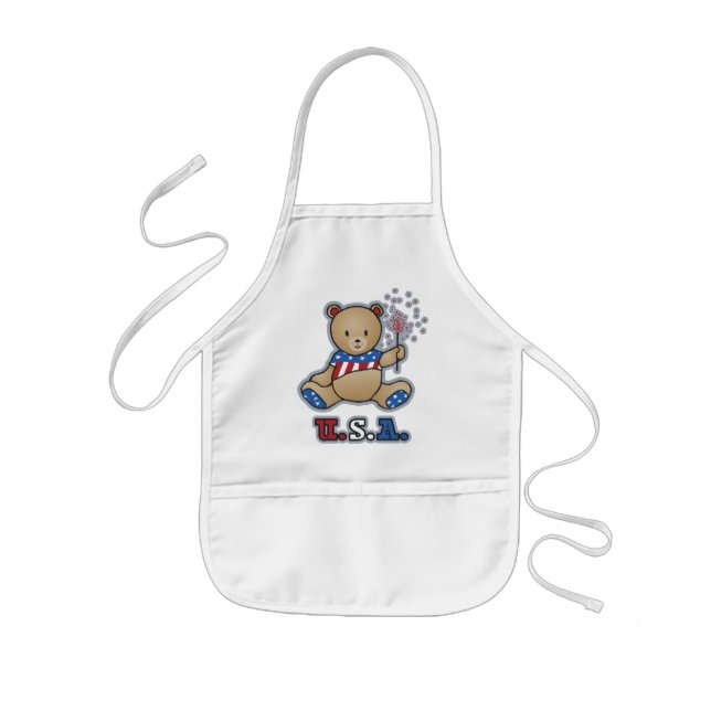 USA Teddy Bear Kid's apron (Front)