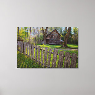 USA, Tennessee, Cabin In Cades Cove Canvas Print