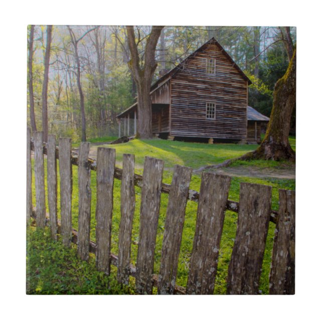 USA, Tennessee, Cabin In Cades Cove Ceramic Tile (Front)