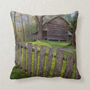 USA, Tennessee, Cabin In Cades Cove Throw Pillow