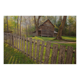 USA, Tennessee, Cabin In Cades Cove Wood Wall Art