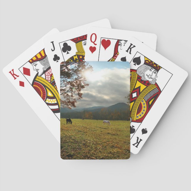 USA, Tennessee. Horses In Cades Cove Valley Poker Cards (Back)