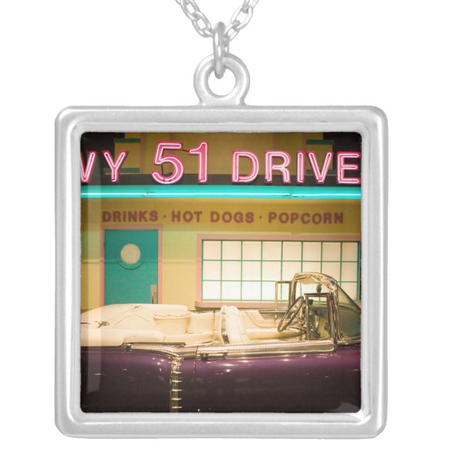 USA, Tennessee, Memphis: Elvis Presley Silver Plated Necklace (Front)