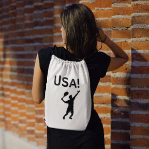 USA tennis player using dot as a ball Drawstring Bag
