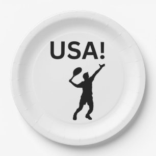 USA tennis player using dot as a ball Paper Plates