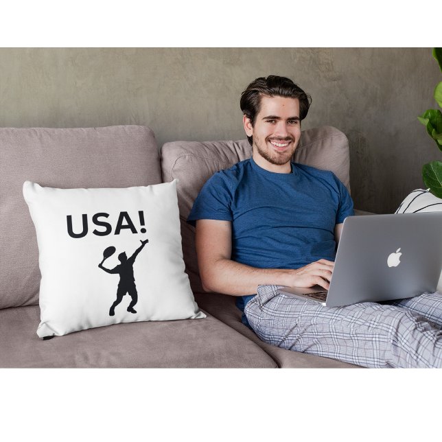 USA tennis player using dot as a ball  Throw Pillow (Creator Uploaded)