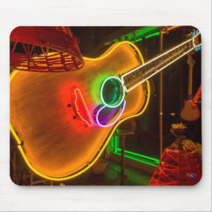 USA, Texas, Austin. Neon Guitar At Blackmail Mouse Pad