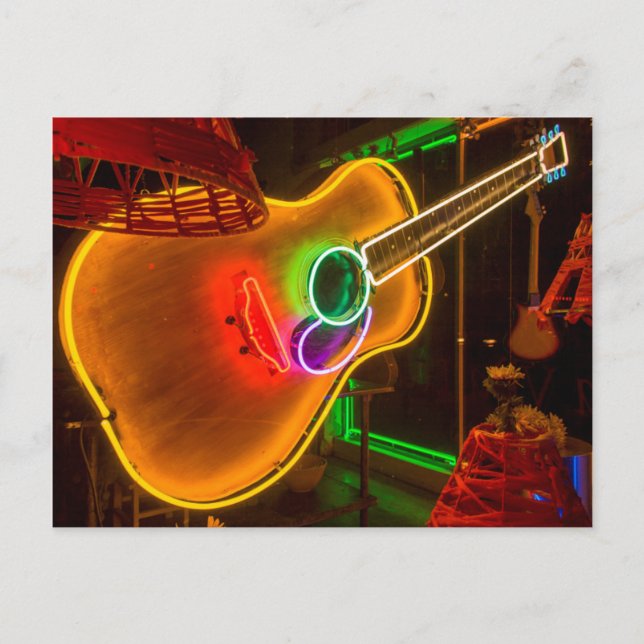USA, Texas, Austin. Neon Guitar At Blackmail Postcard (Front)