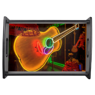 USA, Texas, Austin. Neon Guitar At Blackmail Serving Tray