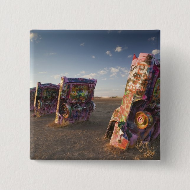 USA, TEXAS, Panhandle Area, Amarillo: Cadillac 2 Pinback Button (Front)