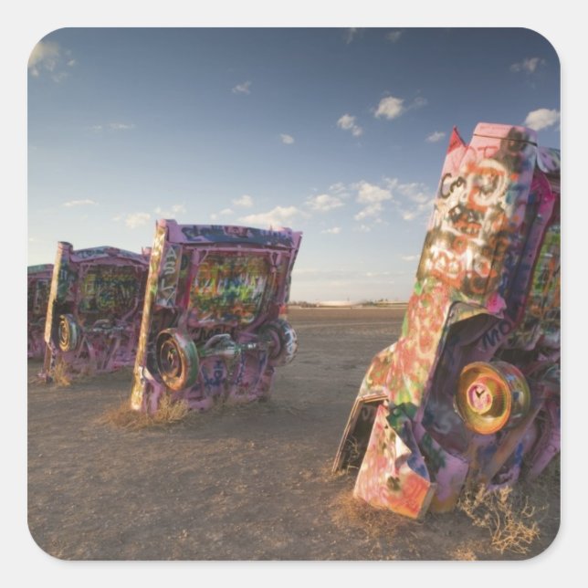 USA, TEXAS, Panhandle Area, Amarillo: Cadillac 2 Square Sticker (Front)