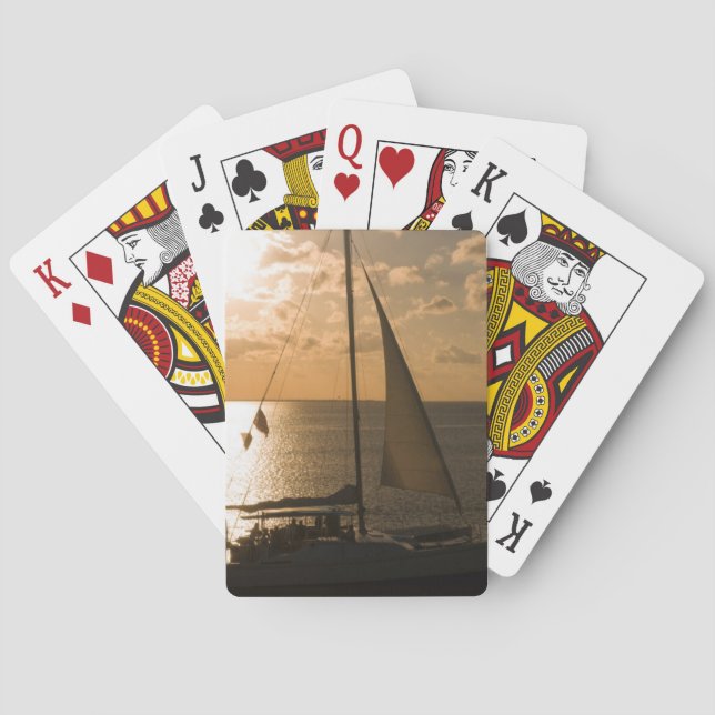 USA, Texas, South Padre Island. Sailboat Poker Cards (Back)