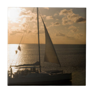USA, Texas, South Padre Island. Sailboat Tile