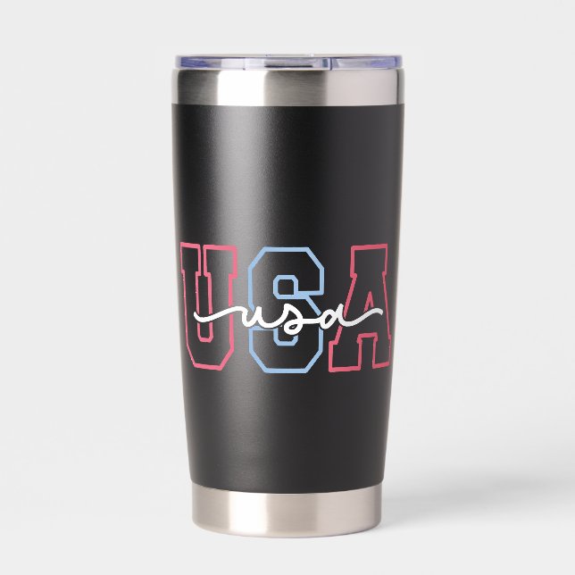 USA Text 4th Of July Design-62118 Insulated Tumbler (Front)