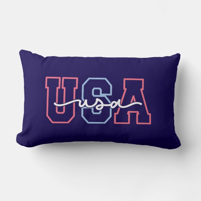 USA Text 4th Of July Design-62118 Lumbar Pillow (Front)