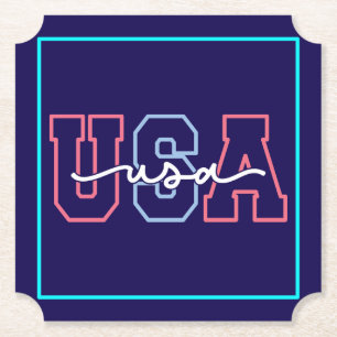 USA Text 4th Of July Design-62118 Paper Coaster