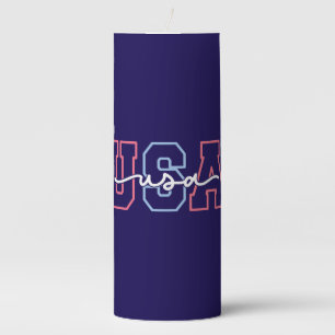 USA Text 4th Of July Design-62118 Pillar Candle