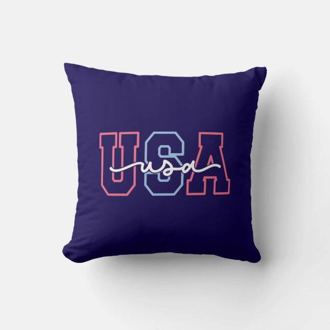 USA Text 4th Of July Design-62118 Throw Pillow (Front)