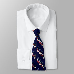 USA text flag blue red glitters sparkles pattern Neck Tie