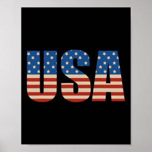 Usa Text Flag Shirt - American Flag Patriotic 4th Poster