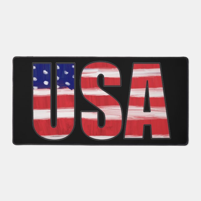 USA Text In Flag Colors  Desk Mat (Front)