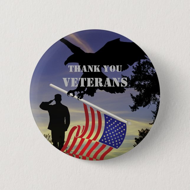 USA Thank You Veterans Custom Size Pin Button (Front)